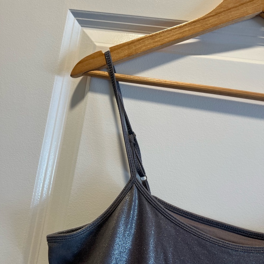 White House Black Market size large gray sparkling tank top - Picture 3 of 4